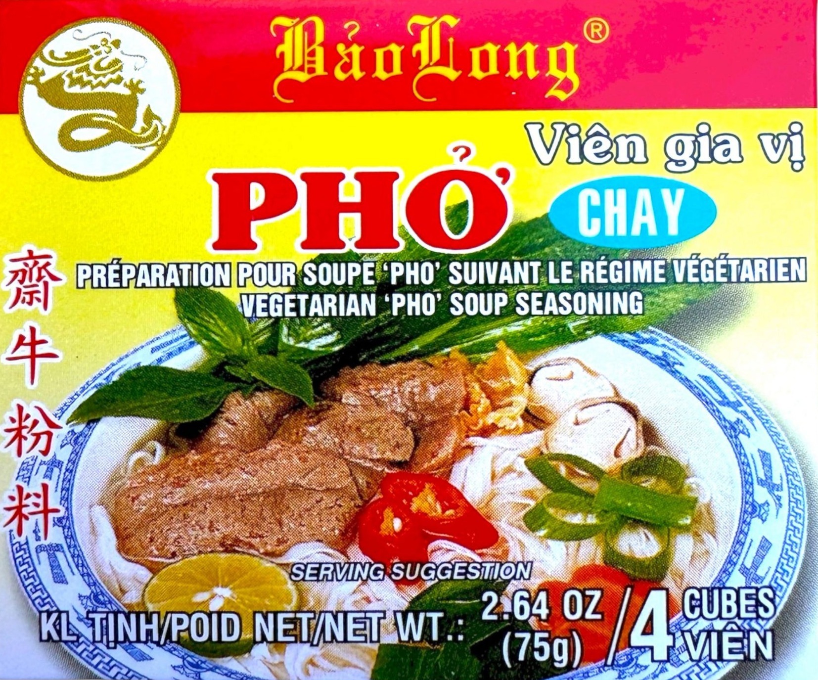 Vegetáriánus pho leves kocka